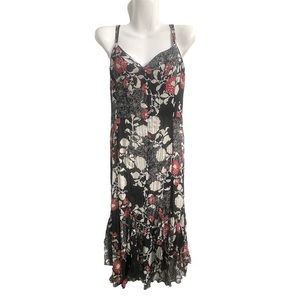 Vintage Click Collection lined floral tank dress‎ black red & white Size small